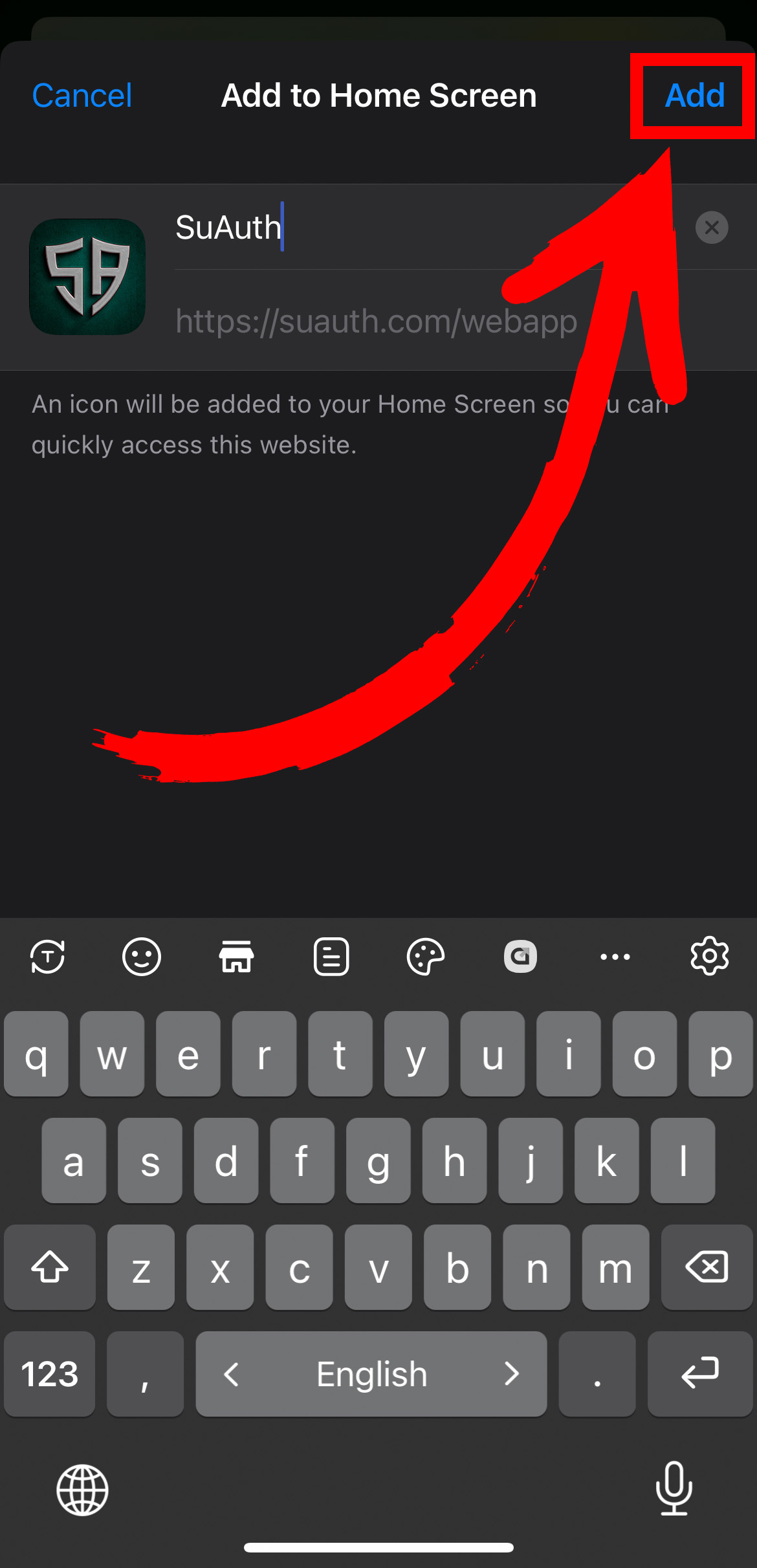 Tap Add button screenshot